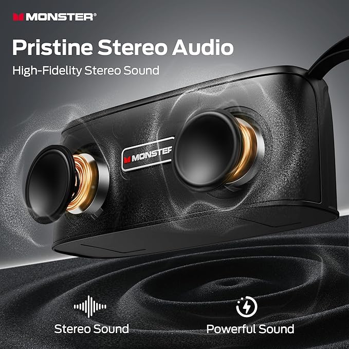 Monster Shock Portable Bluetooth Speaker,30W Loud Sound, IPX6 Waterproof Speaker,17 Hours Playback, Bluetooth 5.4 TWS Pairing Portable Wireless Speaker for Home, Outdoors