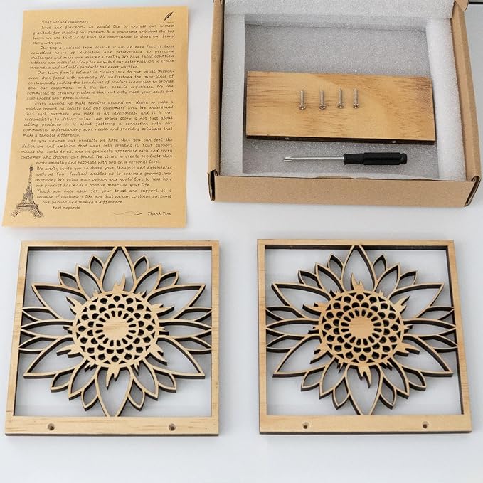 Handmade Sunflower Wood Napkin Holder for Farmhouse Rustic Decor - Laser Cut Farmhouse Table Kitchen Dispenser - Great Gift for Mother's Day or Leo Zodiac Birthday
