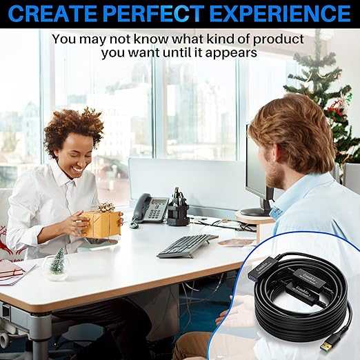 USB 3.0 Active Extension Cable 75 Feet, Long USB Type-A Male to Female Extender Cord, Built-in 3 Signal Booster Smart Chips, 5Gbps Transfer, Black USB Extension Cable with an AC Power Adapter (5V 2A)