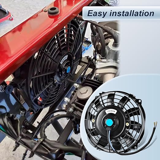 MuHize 7 Inch Slim Radiator Fan - 12V 80W 800 CFM High Performance Cooling Fan Kit with Mount for Universal Vehicles(Black, Pack of 2)