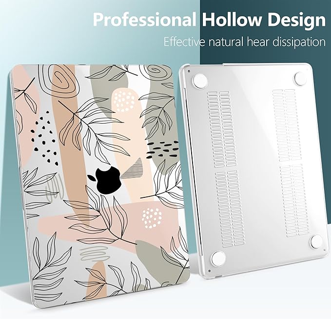 TWOLSKOO Compatible with M4 MacBook Air 15 inch Case 2025-2023 Released Model M4 A3241 M3 A3114 M2 A2941, Plastic Hard Shell & Screen Protector & Keyboard Cover & Trackpad Film, Tropical Leaves