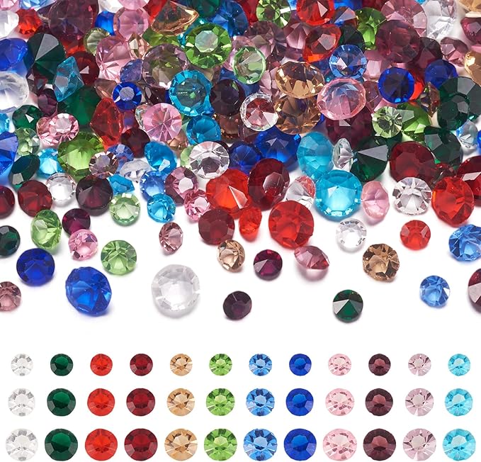 Fashewelry 180pcs 3mm/4mm/5mm Crystal Glass Birth Stone Cabochons 12 Colors Mini Pointed Back Faceted Diamante Rhinestone Gems for Floating Living Memory Charm Bracelet Necklace Nail Art Craft