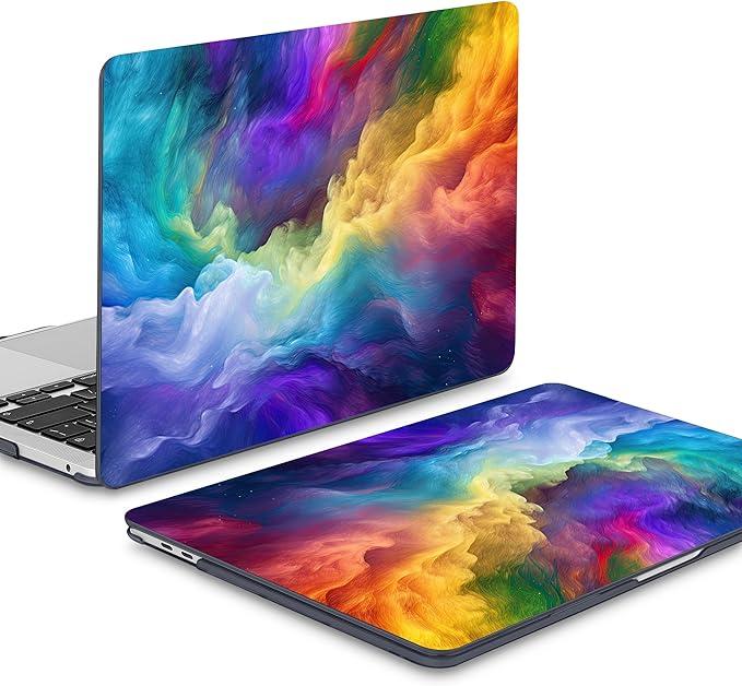 Mektron for MacBook Pro 13-inch Case 2022 2021 2020 Release A2338 M2 M1 A2289 A2251, Printed Plastic Hard Shell Cover for New MacBook Pro 13.3-inch Touch Bar Fits Touch ID，Rainbow Cosmic