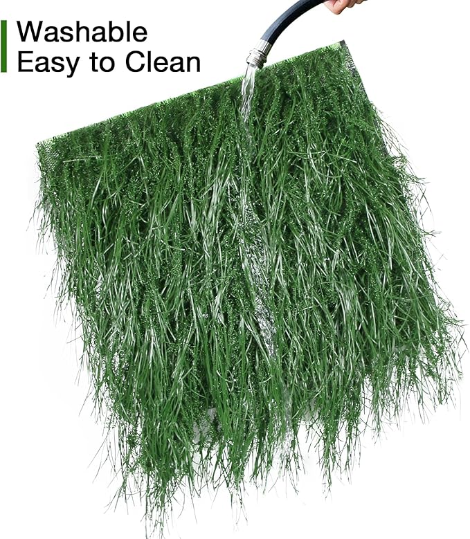 XLX TURF Faux Thatch Grass Placemats 4 Pack, 11"x11" Green Golf Themed Party Table Centerpiece Decor , Wild One Birthday, Indoor Outdoor Use