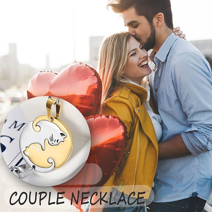 Couple Heart Or Cat BFF Best Friend for Girls Puzzle Friendship Pendant Necklaces,316L Stainless Steel