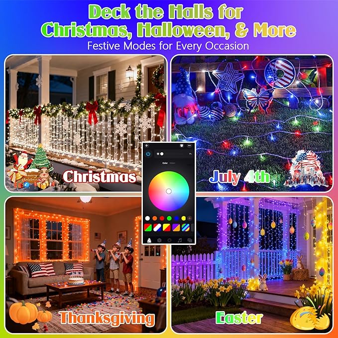 51FT 120LED Smart Color Changing Christmas String Lights Outdoor | App Control RGB LED String Lights with Remote & Timer, Waterproof Twinkle Christmas Tree Lights Indoor for Holiday Xmas Decor