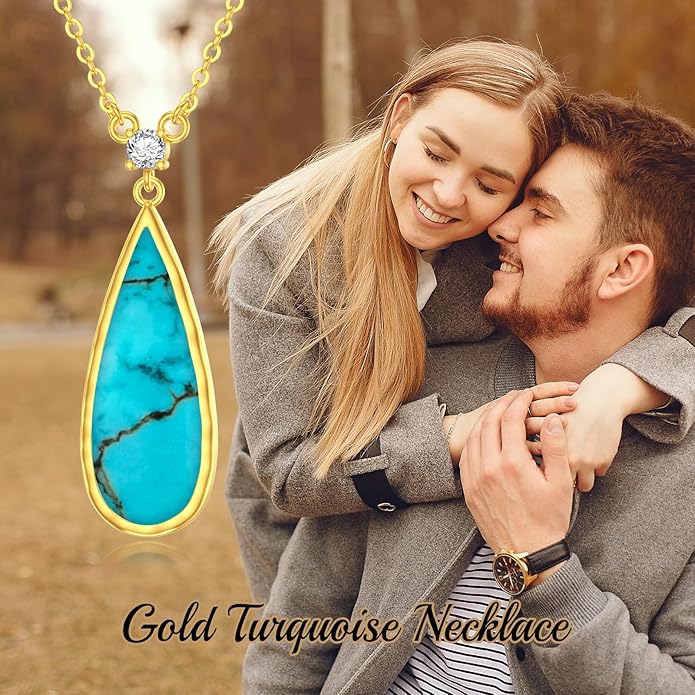 Genuine Turquoise Hexagon/Star/Rectangle/Teardrop/Heart/Triangle/Circle Necklaces for Women 925 Sterling Silver Long Boho Pendant Western Jewelry Gifts for Women Girls