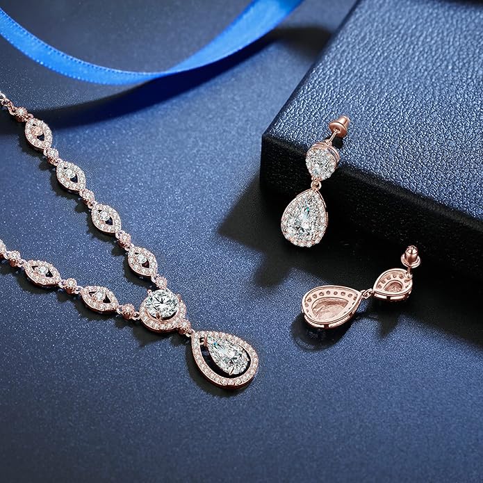 GULICX AAA Cubic Zirconia CZ Silver Plated Base Women's Party Jewelry Set Earrings Pendant Necklace