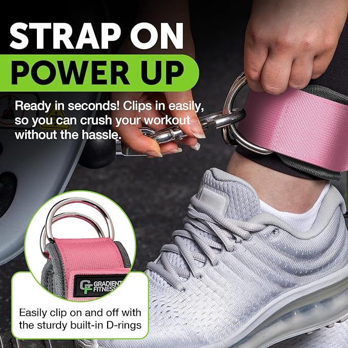 Gradient Fitness Ankle Straps (2 Pack) | Ankle Strap for Cable Machine, Ankle Bands for Working Out, Cable Ankle Strap