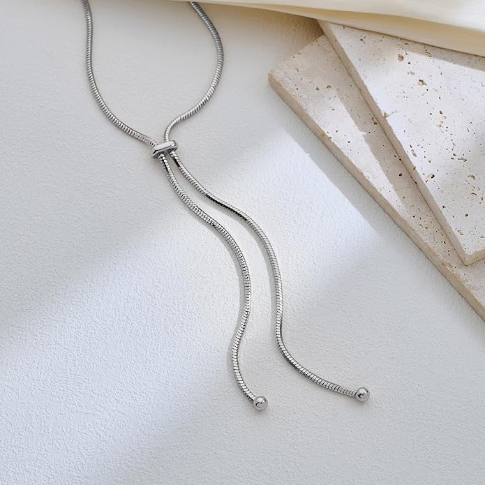 Gold Silver Necklace for Women Y Chain Adjustable Gold Long Necklaces Fashion Dainty Jewelry