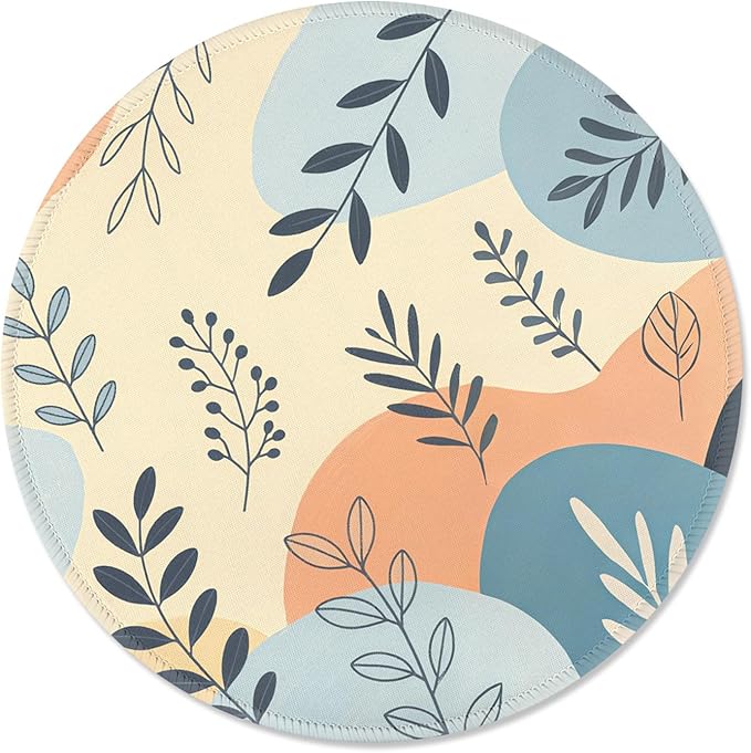 ITNRSIIET Mouse Pad Non-Slip Rubber Base Smooth Surface Stitched Edges Waterproof Durable Compatible with All Mice for Office & Gaming, Desk Accessory, Diameter 8.7 inch, VividFoliage