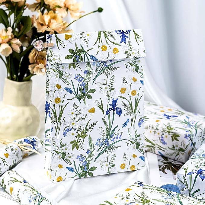 MAYPLUSS Floral Wrapping Paper Roll for Girl- 17 Inch X 33 Feet - Elegant Wild Flower Gift Wrap Paper for Bridal Shower, Wedding, Engagement, Birthdays