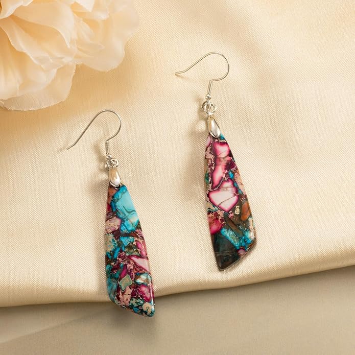 SELOVO Jasper Stone Earrings for Women Trendy Dangle Earrings Fishhook Drop Earrings