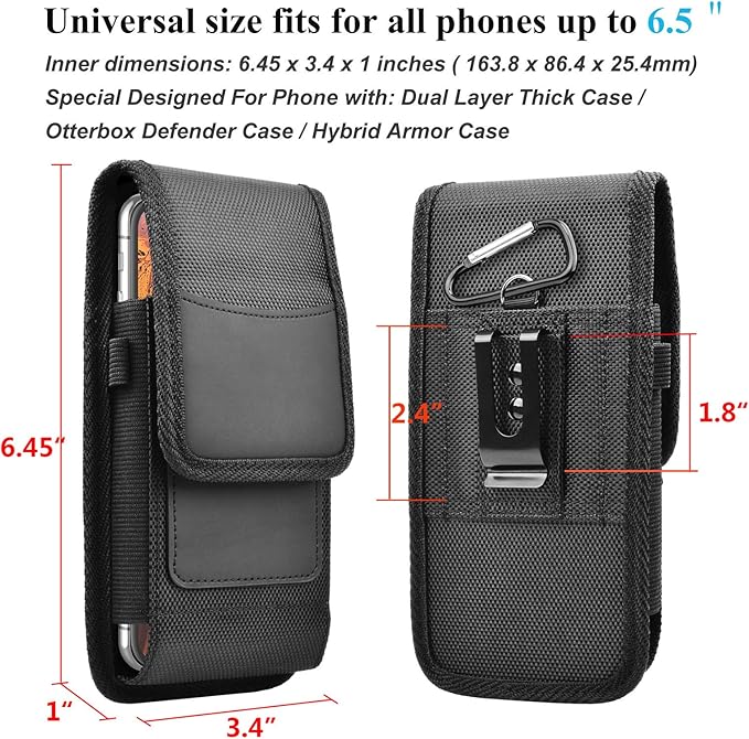 Njjex Phone Holster for Motorola Moto G 5G 2025 G Stylus 2023 G Power 5G 2024 G Play G Pure G Fast Edge 2025 Edge 60 50 G86 G84 G54 G72 Z4 Nylon Cell Phone Belt Clip Holster Holder Pouch Carrying Case