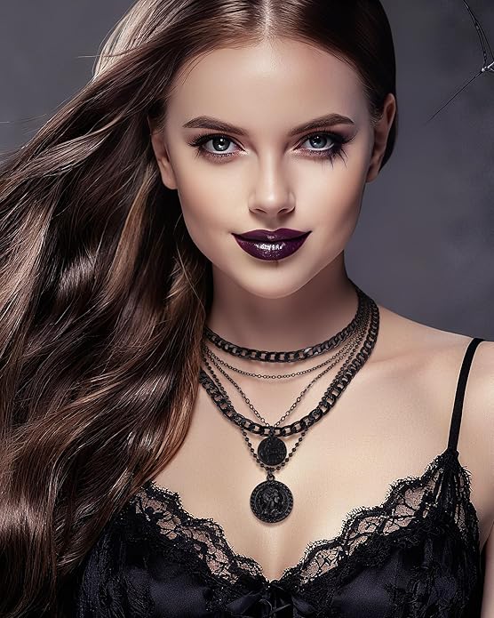MJartoria Layered Necklaces for Women Trendy Retro Coin Pendant Necklace Dainty Chunky Chain Necklaces for Jewelry Birthday Gifts