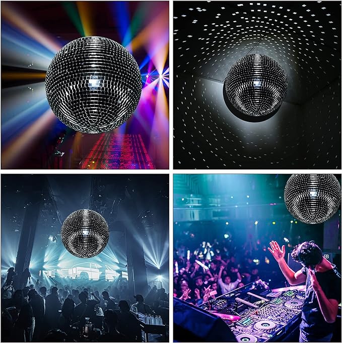 Mirror Disco Ball Sumono 12 Inch Mirror Ball Lightning Ball with Hanging Ring for DJ Club Stage Bar Party, Wedding Holiday Decoration