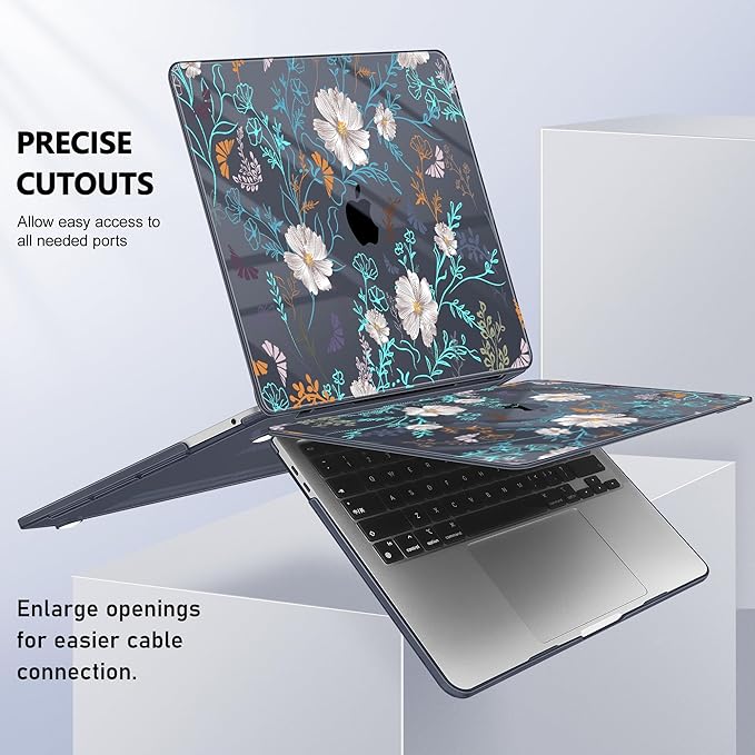 Case for MacBook Pro 13 inch with/Without Touch Bar (2016-2022, M2 A2338 M1 A2289 A2251 A2159 A1989 A1706 A1708), Hard Shell + Keyboard Cover + Dust Plug, Rustic Flowers
