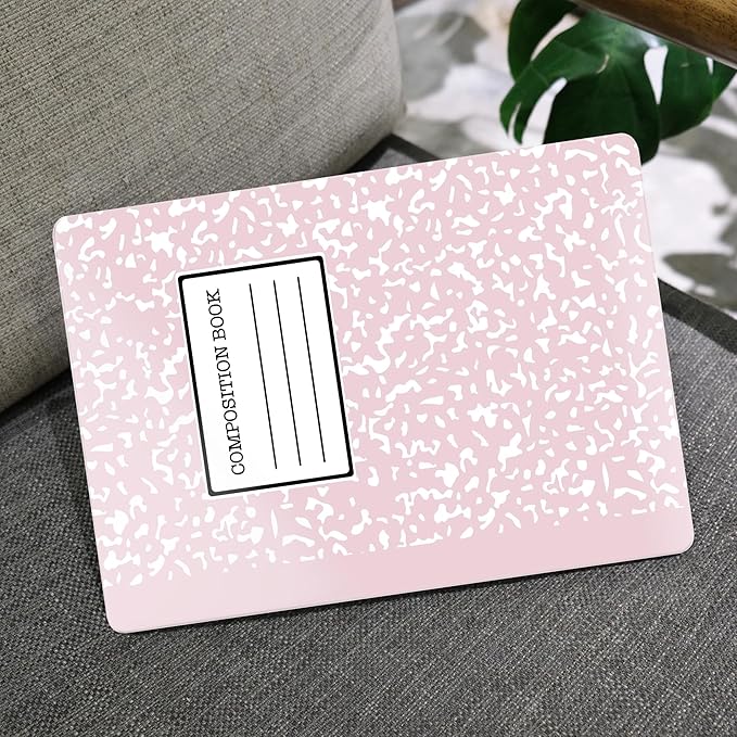 MEEgoodo for MacBook Air 13.3 inch Case 2021 2020 2019 2018 A2337 M1 A2179 A1932, Laptop Shell for MacBook Air M1 with Keyboard Webcam Cover & Trackpad Film & Type C Adapter,Pink Composition Book