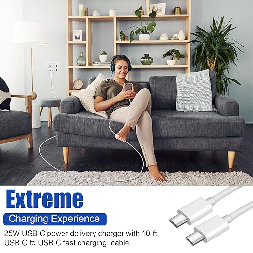 Samsung Fast Charger 2Pack 10FT Long USB C Samsung Charger Fast Charging Cord 25W USB C Chargers Fast Charging Block,Type C Wall Chargers for SamsungGalaxy S25 Ultra/S25+/S24+/S23/S22/S21/S20/A54/A16