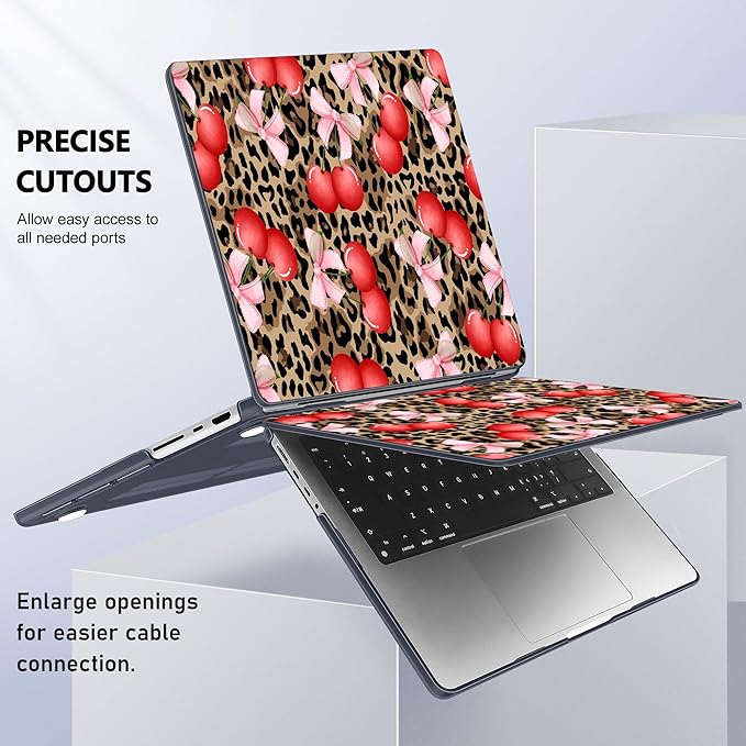 for MacBook Pro 16 inch Case 2021 2022 2023 2024 Release A3186 A3403 M4 A2991 M3 A2780 M2 A2485 M1 Pro/Max, Hard Shell Case with Screen Protector & Keyboard Cover, Leopard Cherry