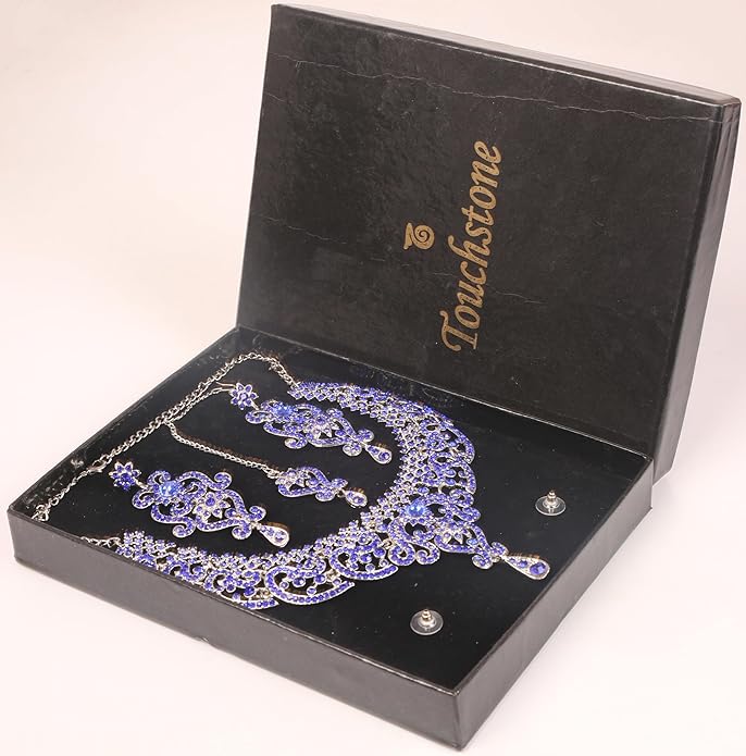 Touchstone Indian jewelry set for women bollywood gold jewellery wedding outfits necklace sets earrings bridal maang tikka fancy costume girls big desi accessories rhinestone in gold or silver tone
