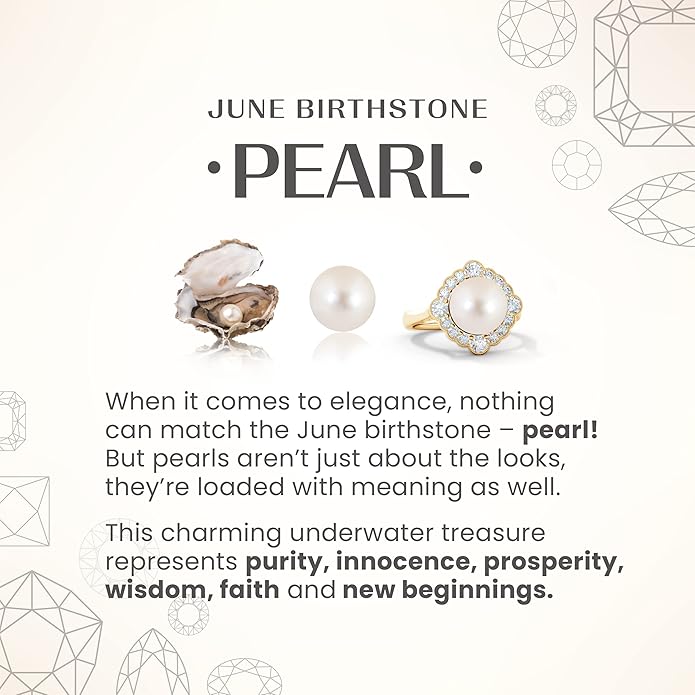 Angara Freshwater Pearl Solitaire Ring for Women | Round Freshwater Cultured Pearl Solitaire Ring in 14K Solid Gold/Silver | June Birthday, Anniversary, Gemstone Jewellery Gift
