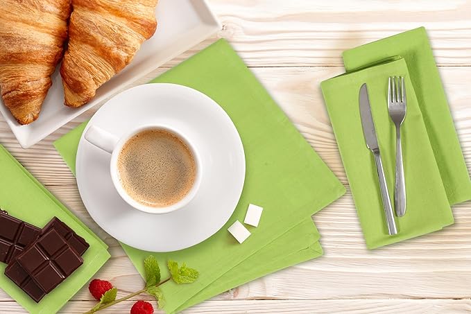 Table Napkins Cloth Dinner Cloth Cotton Linen Blend Fabric 12 Pack Easter Special Mitered Corners for Every Day Use Napkin Pre Shrunk and Good Absorbency (Leaf Green, Pack of 4)