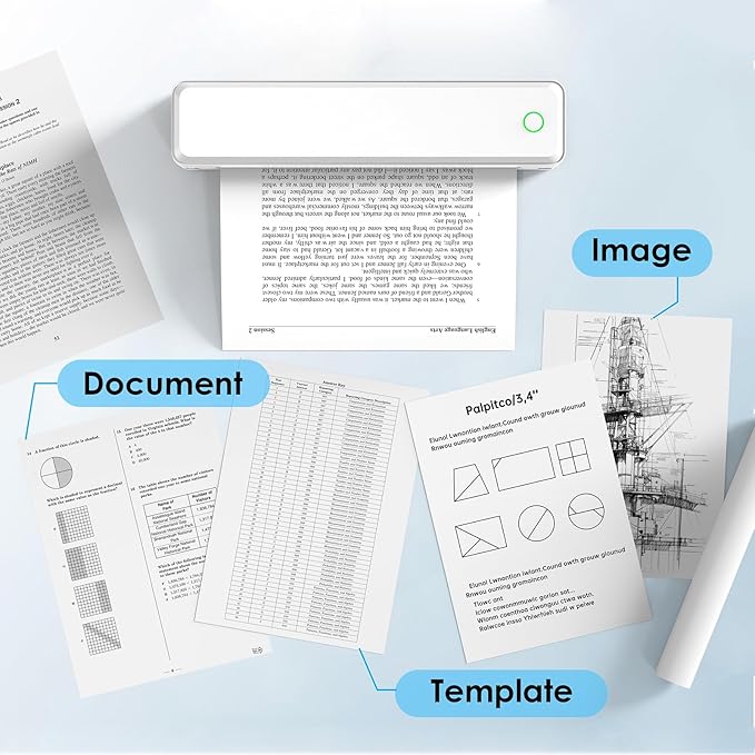 Portable Thermal Printer, Bluetooth Wireless Printer for Travel,Home Use,Office&School – Supports 8.5" x 11" US Letter, A4 & A5 Thermal Paper, Inkless Printing, Compatible with iOS, Android&Laptop