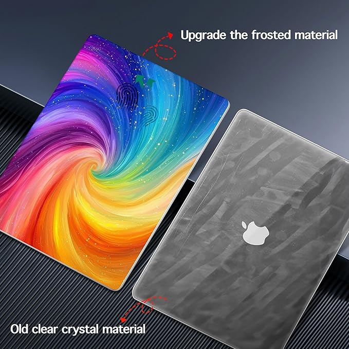 for MacBook Pro 16 inch Case 2021 2022 2023 2024 Release A3186 A3403 M4 A2991 M3 A2780 M2 A2485 M1 Pro/Max, Hard Shell Case with Screen Protector & Keyboard Cover, Swirling Rainbow