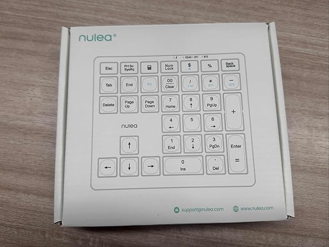 Nulea Wireless Number Pad Bluetooth 5.0 & 2.4G Portable Numeric Keyboard, USB-C Rechargeable, 34-Keys Bluetooth Keyboard for Data Entry (Pink)