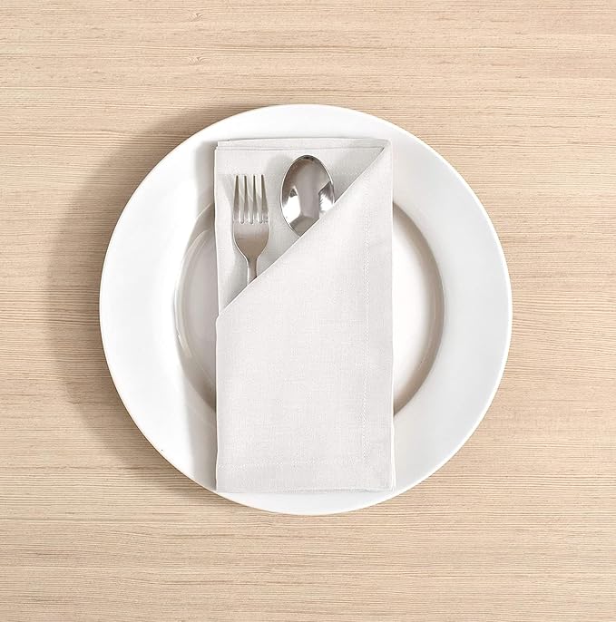TARAN LIVING Cotton Napkin 100% Cotton Dinner Napkin Washable Dinning Table Napkins Gift for Easter Party Soft Farmhouse Décor White Napkins Cloth Set of 12-18x18 Inch