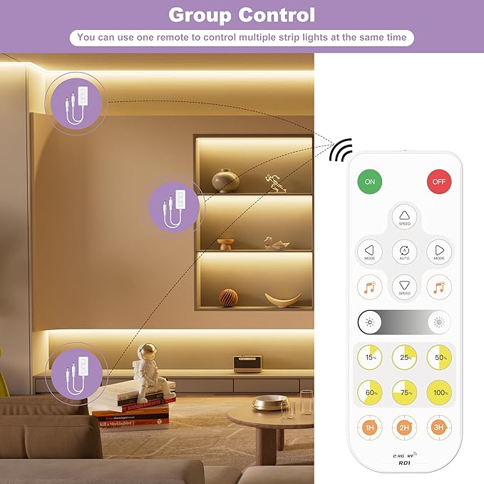 MIWISE LED Dimmer,Smart WiFi+Bluetooth Dimmable Controller with RF Remote,Work with Alexa/Google,Two Ports 5V/12V/24V for 3528/2835/5050/SMD COB Single Color LED Strip Lights,Timer/Memory Function