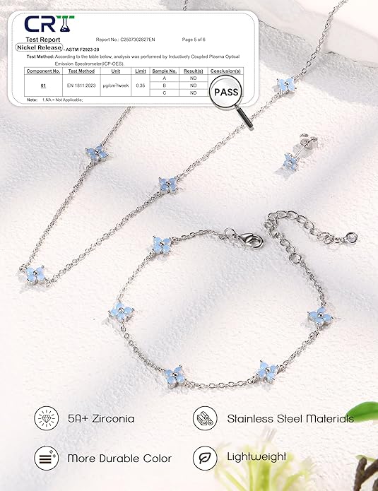 ORAZIO Dainty Silver Gold Jewelry Set for Women Trendy 14K Gold Plated CZ Flowers Pendant Choker Necklaces for Women Stud Earrings Clover Link Bracelets Stack Jewelry Gifts for Wedding Prom Brides