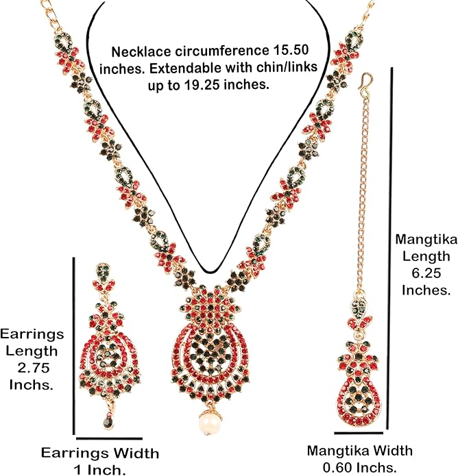 Touchstone Indian jewelry sets for women maang tikka wedding guest gold necklace bollywood jewellery set pageant elegant prom bride accessories western crystal chunky rhinestone necklaces