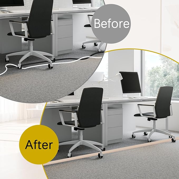 Floor Cord Cover 10FT Cord Covers for Wires on Floor Protect Wires & Prevent Trip Hazards, Easy to Cut for Home, Office, School, Concerts, Cavity W0.6in x H0.32in