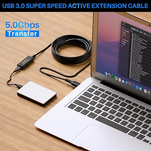 USB 3.0 Active Extension Cable 20 Feet, Long USB Type-A Male to Female Extender Cord, Built-in A Signal Booster Smart Chip, 5Gbps Transfer, for Printer, Xbox, Webcam, VR, Hard Drive, USB Hub and More