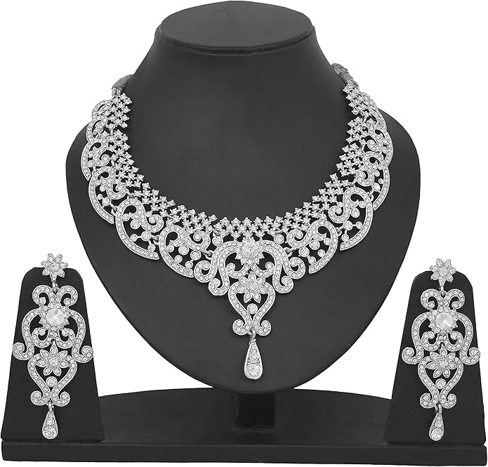 Touchstone Indian jewelry set for women bollywood gold jewellery wedding outfits necklace sets earrings bridal maang tikka fancy costume girls big desi accessories rhinestone in gold or silver tone