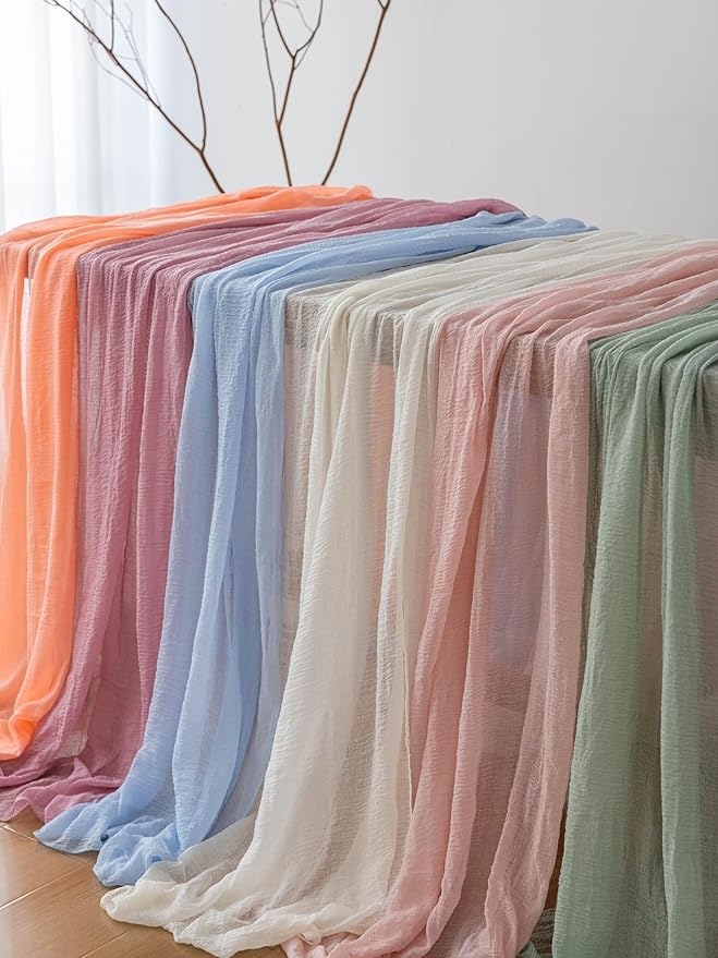10pcs Ivory Gauze Rustic Cheesecloth Table Runner 120 Inch 10 FT for Wedding Baby Shower Bridal Shower Birthday Engagement Garden Outdoor Party Long Sheer Boho Decorations
