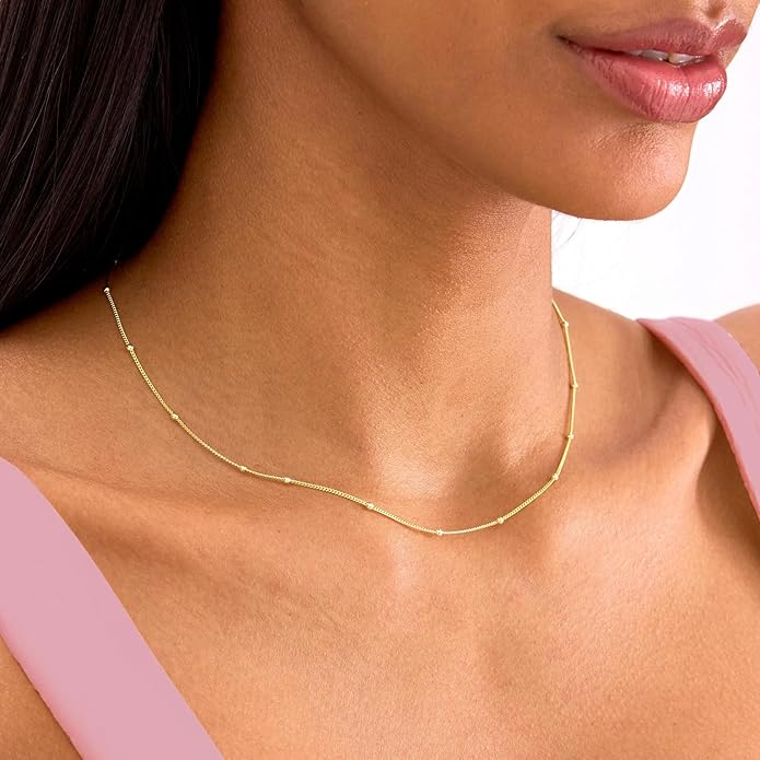 Gold Layered Necklaces for Women, 14K Gold Plated Dainty Gold Chain Choker Necklace Stack, Herringbone Gold Necklaces Set