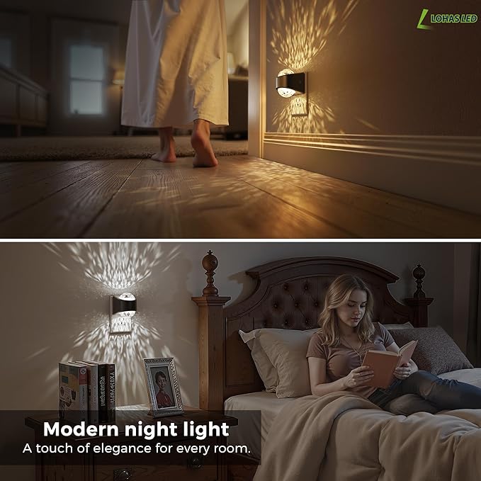 L LOHAS LED Night Lights Plug into Wall 2 Pack,Night Light for Kids with Dusk to Dawn Sensor,1600K/3000K/5000K Projector Light for Kids Playroom Home Theater Party