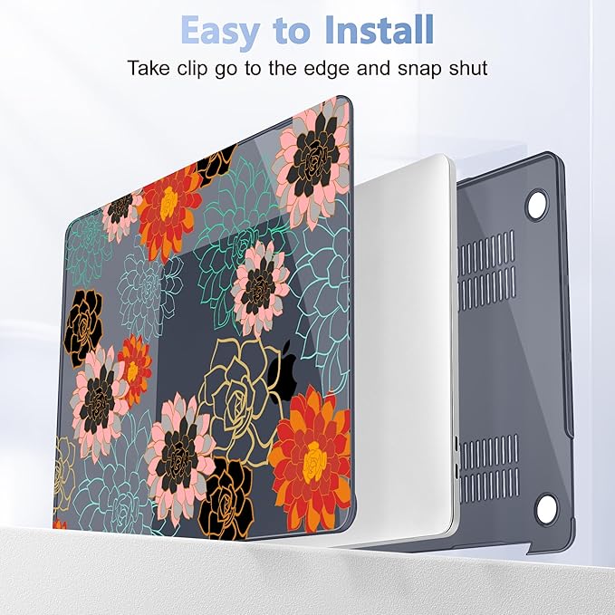 May Chen Case for MacBook Pro 13 inch M2 2023,2022,2021,2020 A2338 M1 A2251 A2289, Plastic Hard Shell Case for MacBook Pro 13" with Touch Bar Fits Touch ID, Flower