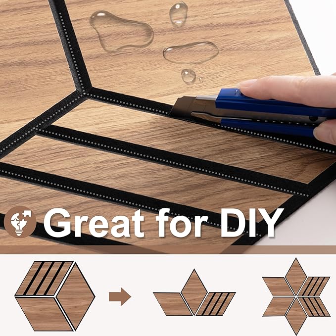 Mollywell Hexagon Acoustic Panels, Walnut TW4, 14x12x0.4 Inch, 12 Pack |Wood Veneer|High Density Sound Proofing Wall Panels|Self Adhesive Sound Dampening Felt Wall Tiles|Home Theater|Gaming Room|