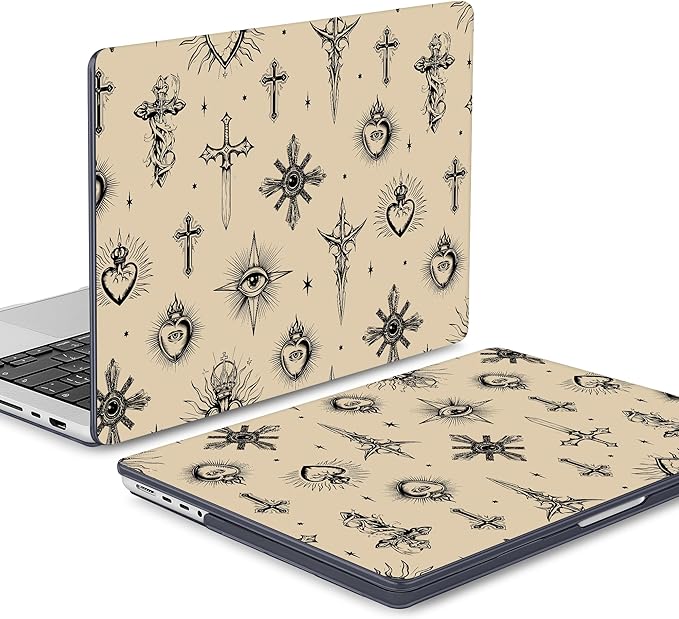 Mektron Case for 2025 MacBook Pro 16" M4 A3403 A3186 M3 A2991 M2 A2780 M1 A2485 (2021/2023/2024) Pro/Max with Touch ID, Hard Shell Plastic Laptop Cover Keyboard Cover Screen Protector, Evil Eye