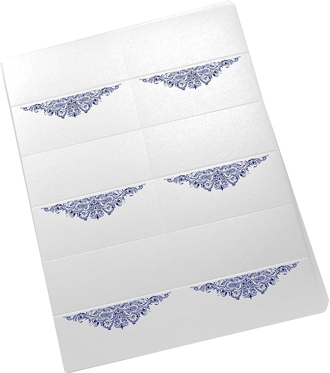 Paisley Printable Place Cards, Navy (Choose Color), Set of 150 (25 Sheets), Laser & Inkjet Printers - Wedding, Party, Dinner, and Special Events - Made in the USA
