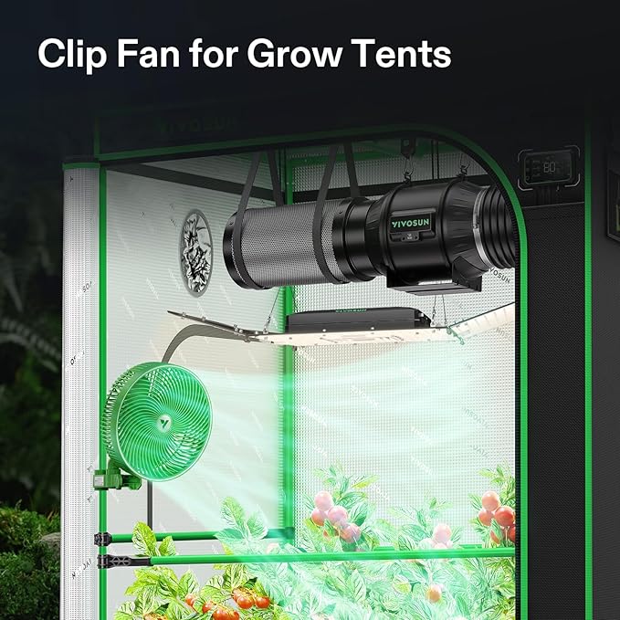 VIVOSUN AeroWave E9 Grow Tent Fan 9”, EC Motor, WiFi-Controllable, US Patented Auto Oscillating Clip fan, IP54 Weatherproof, Strong Airflow & Quiet for Hydroponic Ventilation Circulation, Green