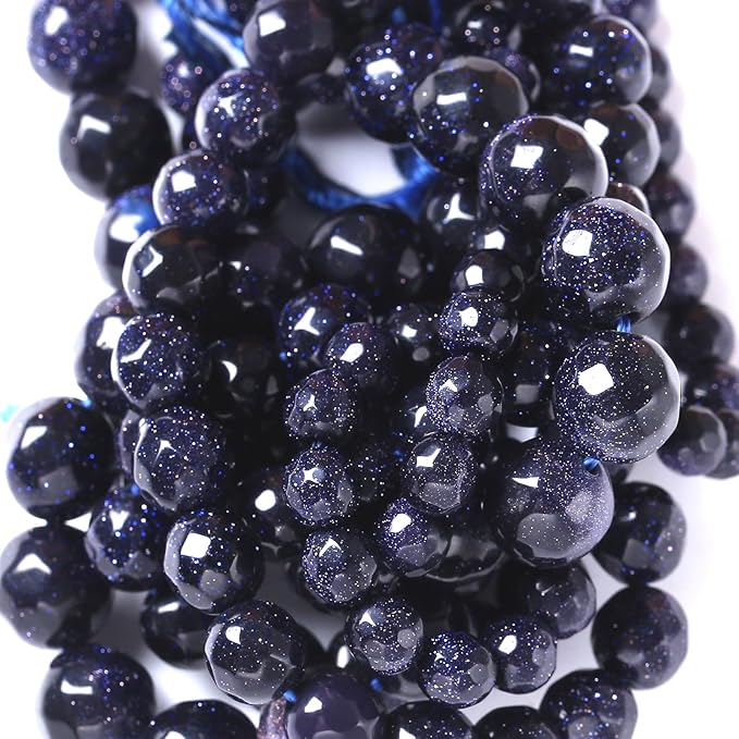 6mm 60pcs Natural Blue Sandstone Faceted Stone Beads for Jewelry Making DIY Bracelet Necklace Accessories 15" Energy Healing Power Stone Beads (Faceted Blue Sandstone, 6mm)