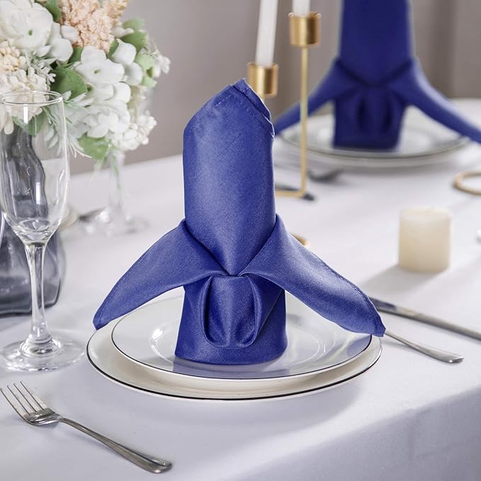 25pcs Polyester Cloth Napkins - 17 x 17 inch Royal Blue Dinner Washable Napkins with Hemmed Edges for Restaurant/Wedding/Hotel(25,Royal Blue)