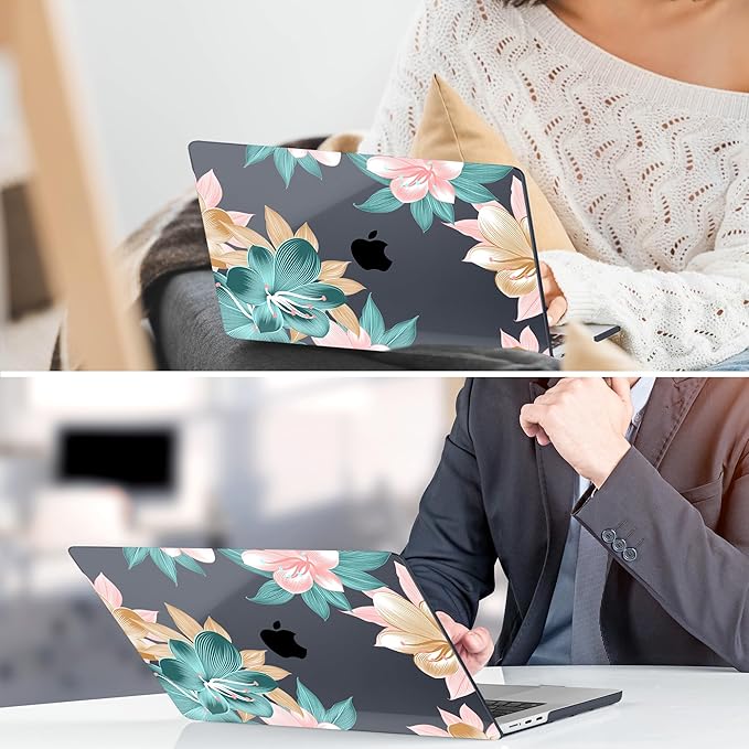 TWOLSKOO for M4 MacBook Air 13.6 inch Case 2025-2022 Release M4 A3240 M3 A3113 M2 A2681, Plastic Hard Shell & Screen Protector & Keyboard Cover & Trackpad Film, Clivia Flowers