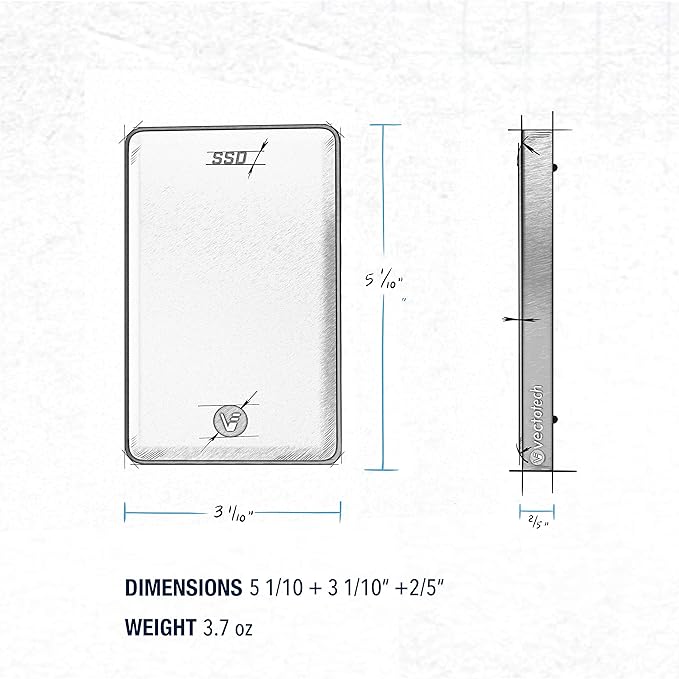 2TB External SSD USB-C Portable Solid State Drive (USB 3.1 Gen 2) | 3D NAND Flash | Rapid by VectoTech