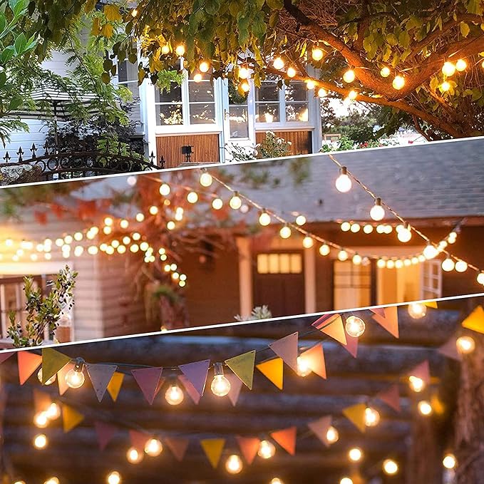 DAMAING Outdoor String Lights LED 50Feet G40 Globe Patio Lights with 27 Edison Plastic LED Bulbs,2700K Warm Glow Weatherproof for Indoor Outdoor Backyard Bistro Lighting